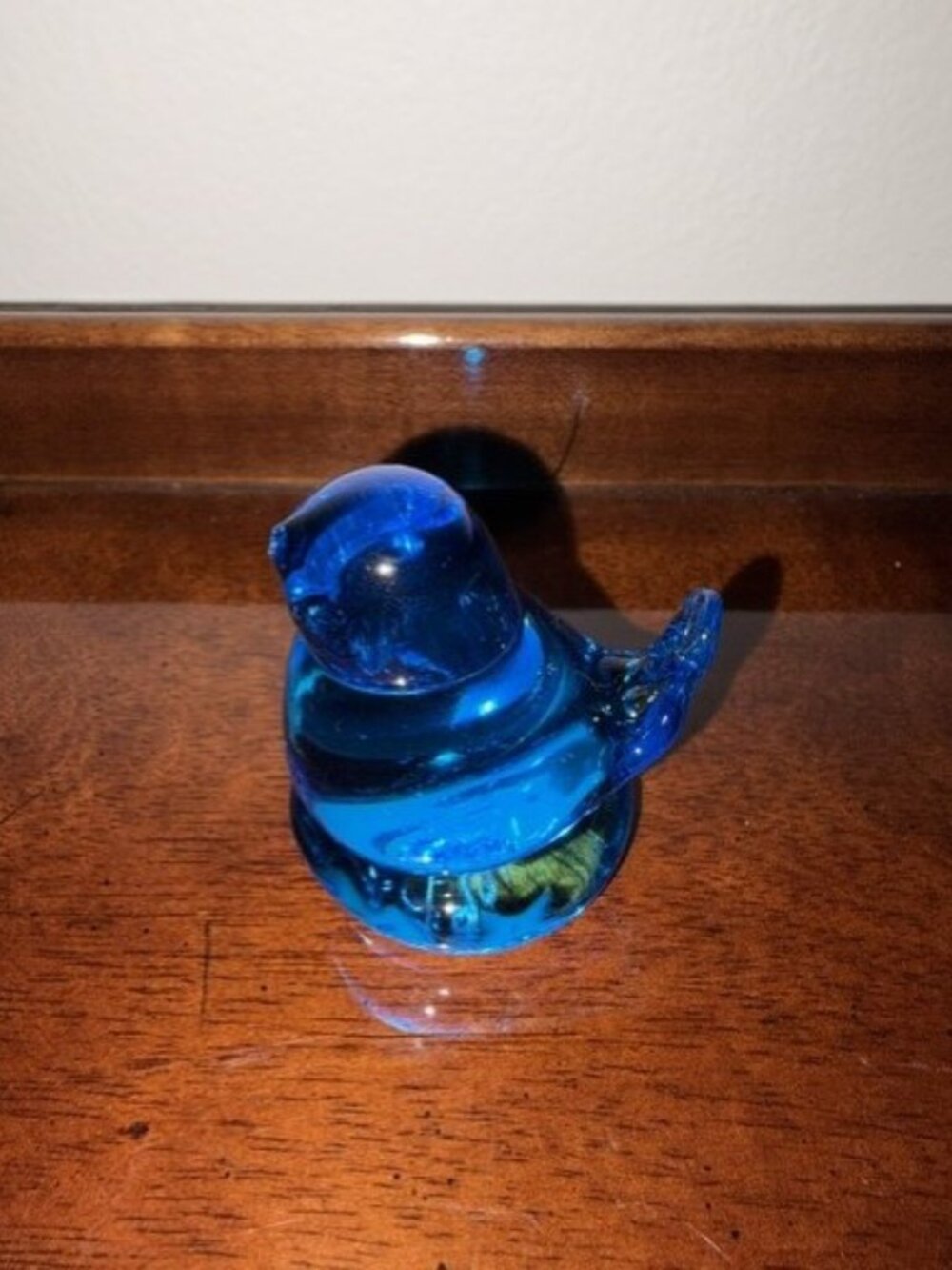 Vintage Art Glass Blue Bird of Happiness Leo Ward 1986